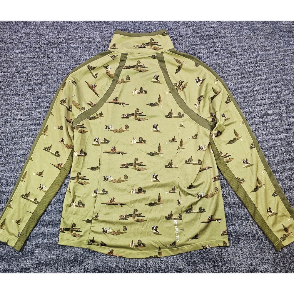 Ariat AriatTEK Women's Green Equestrian Print 1/4 Zip Long Sleeve Baselayer Top - Picture 6 of 9